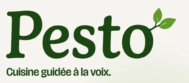 Pesto logo, voice-guided cooking